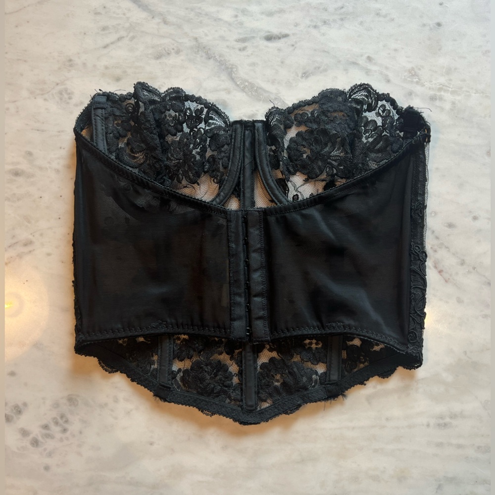 vintage gold label Victoria's Secret Black Lace corset - Picture 3 of 5